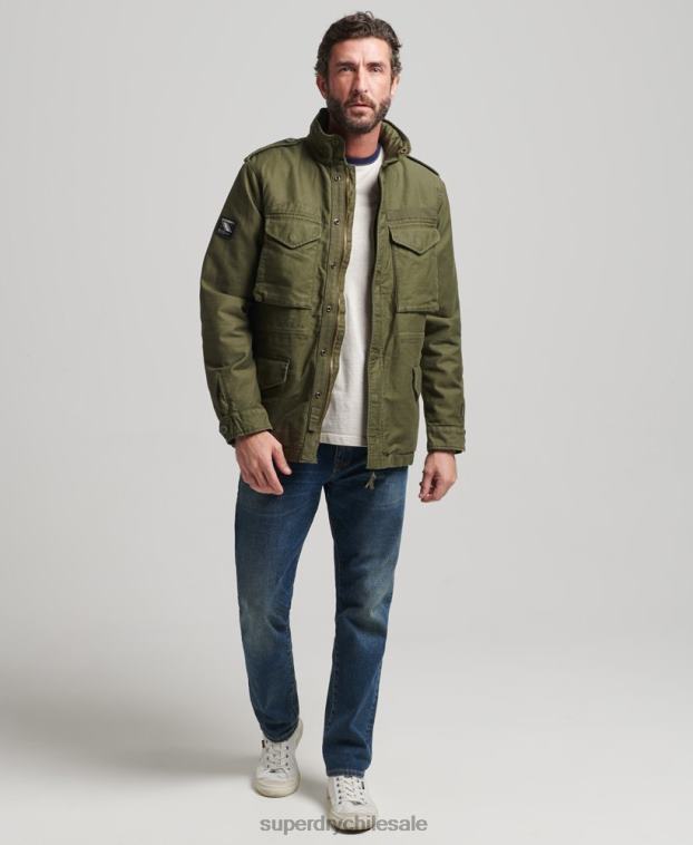 hombres Superdry caqui chaqueta militar con forro de borreguito de campo m65 2R68Z915