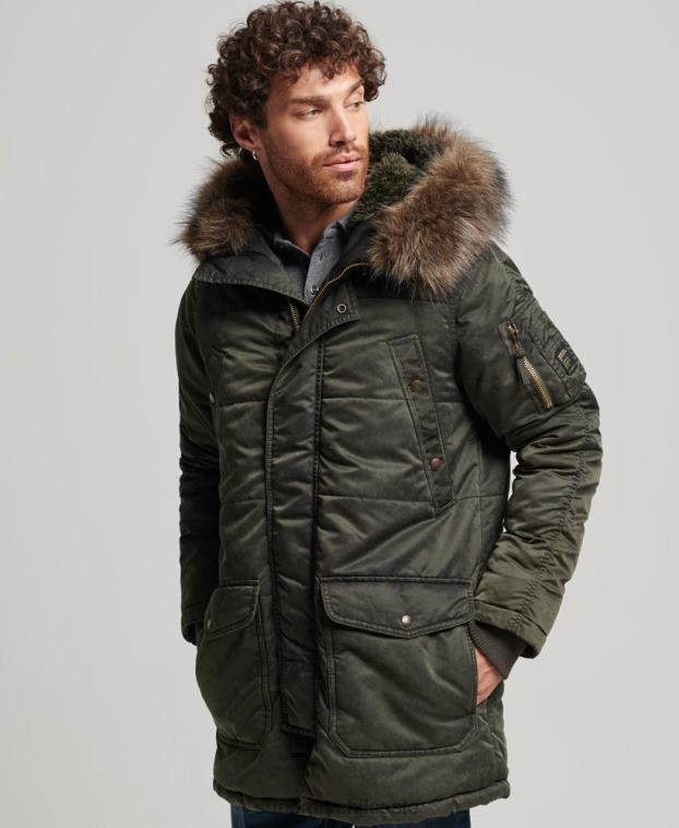 hombres Superdry caqui parka chinook 2R68Z4479