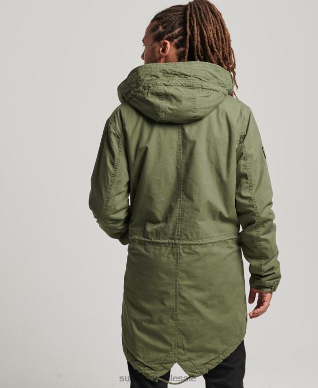 hombres Superdry caqui parka estilo militar con cola de pez 2R68Z4517