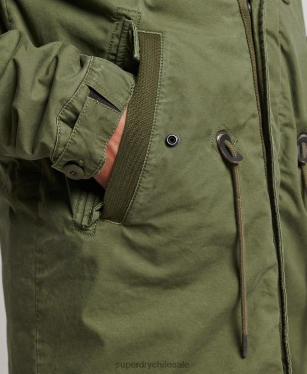 hombres Superdry caqui parka estilo militar con cola de pez 2R68Z4517