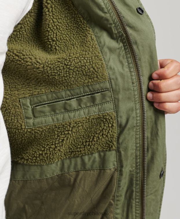 hombres Superdry caqui parka estilo militar con cola de pez 2R68Z4517