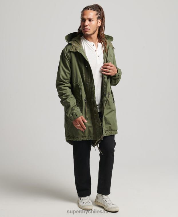 hombres Superdry caqui parka estilo militar con cola de pez 2R68Z4517