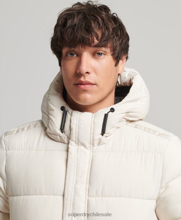 hombres Superdry crema chamarra acolchada deportiva xpd con capucha 2R68Z980
