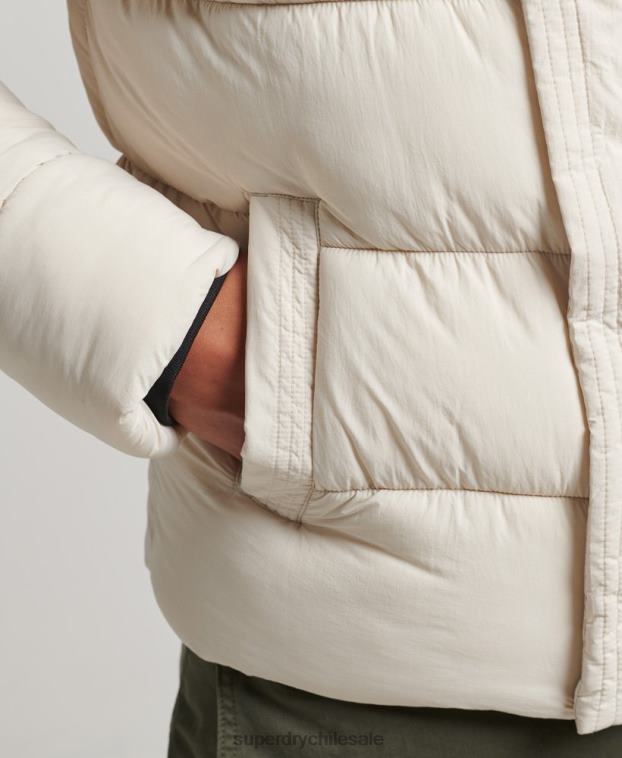 hombres Superdry crema chamarra acolchada deportiva xpd con capucha 2R68Z980