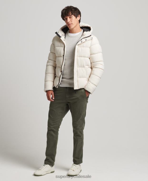hombres Superdry crema chamarra acolchada deportiva xpd con capucha 2R68Z980