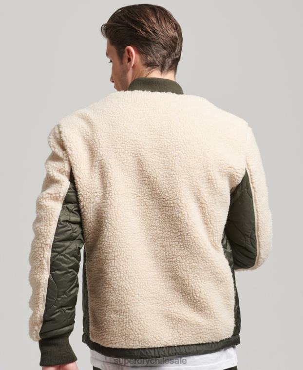 hombres Superdry crema chamarra sherpa con cremallera 2R68Z4453