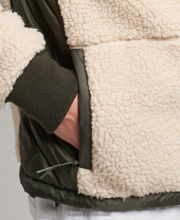 hombres Superdry crema chamarra sherpa con cremallera 2R68Z4453