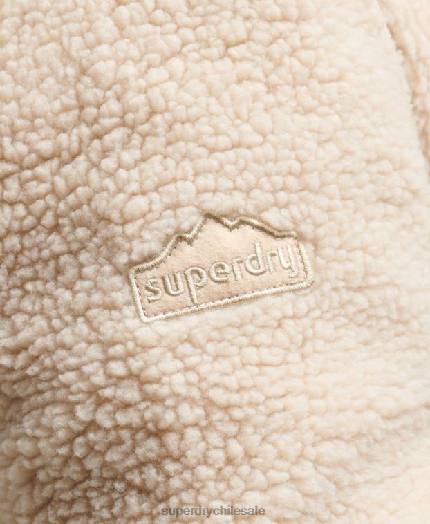 hombres Superdry crema chamarra sherpa con cremallera 2R68Z4453