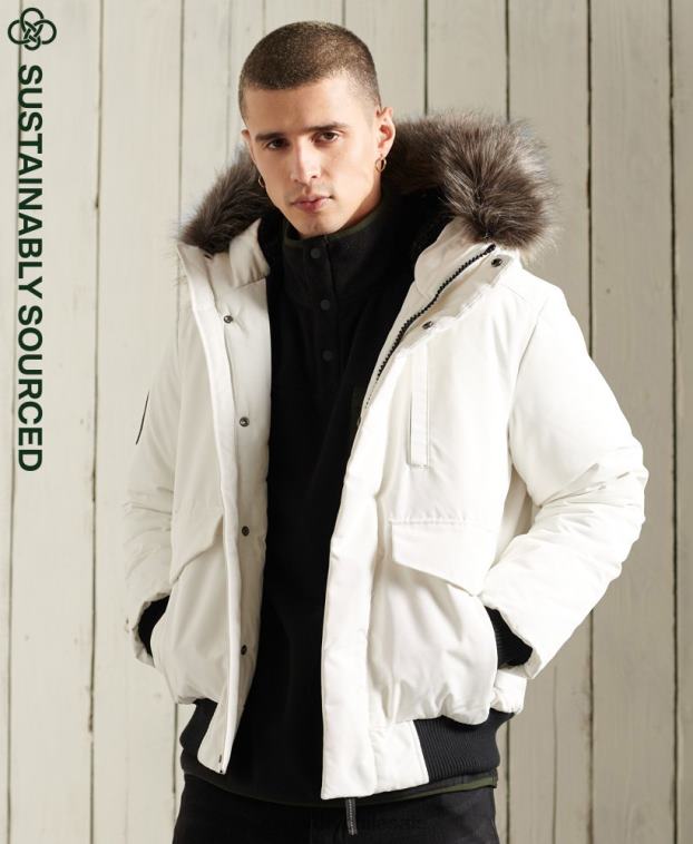hombres Superdry crema chaqueta bomber everest 2R68Z4567