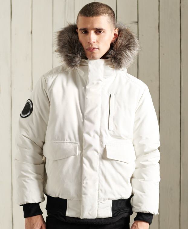 hombres Superdry crema chaqueta bomber everest 2R68Z4567