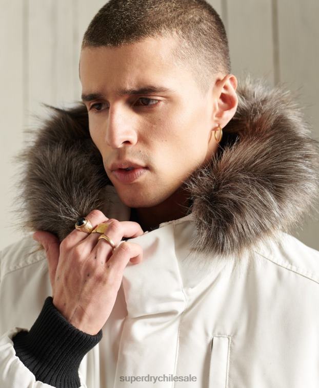 hombres Superdry crema chaqueta bomber everest 2R68Z4567