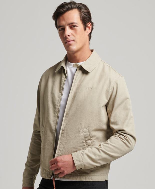 hombres Superdry crema chaqueta harrington clásica 2R68Z913