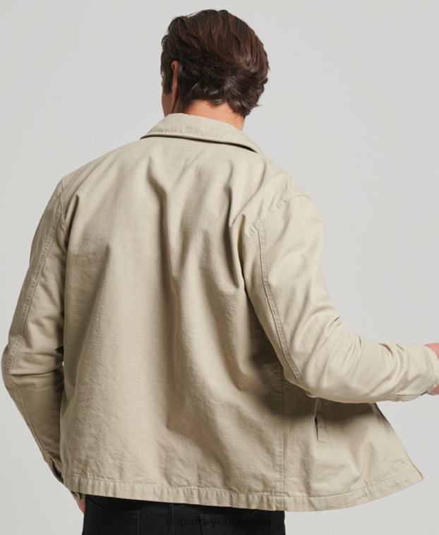 hombres Superdry crema chaqueta harrington clásica 2R68Z913