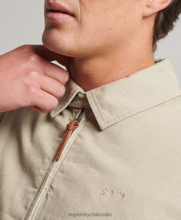 hombres Superdry crema chaqueta harrington clásica 2R68Z913