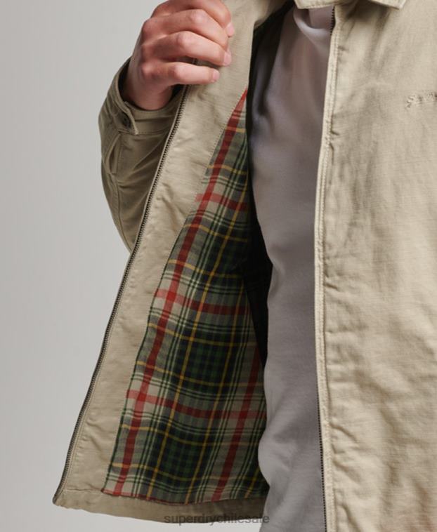hombres Superdry crema chaqueta harrington clásica 2R68Z913