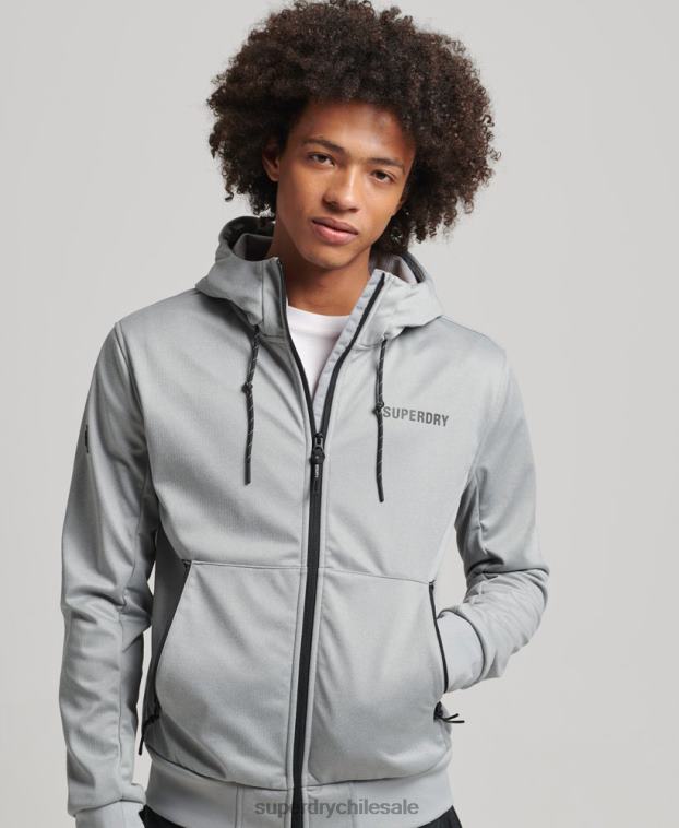 hombres Superdry gris chamarra deportiva de tejido técnico suave 2R68Z1141