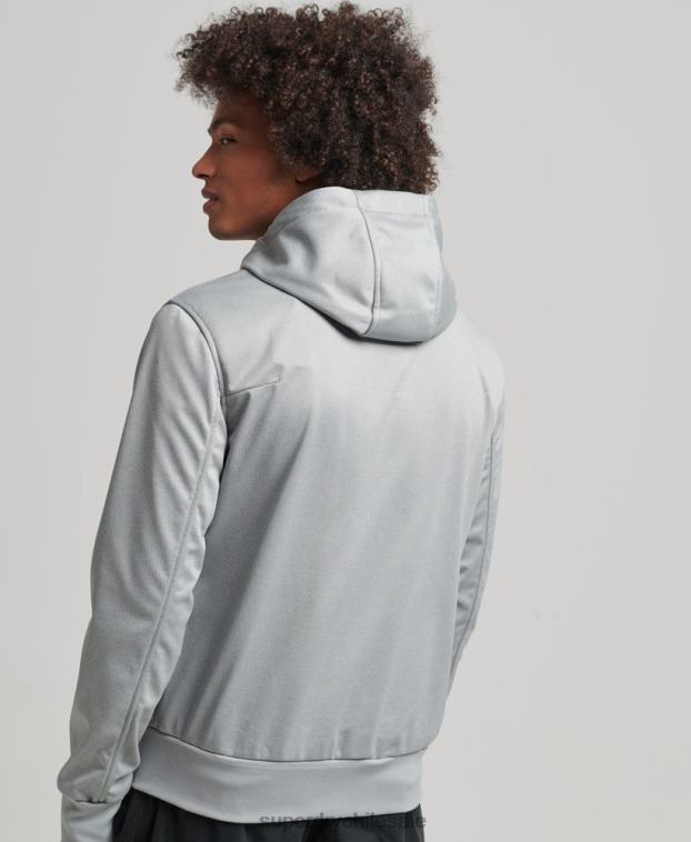 hombres Superdry gris chamarra deportiva de tejido técnico suave 2R68Z1141