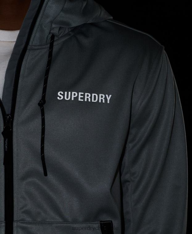 hombres Superdry gris chamarra deportiva de tejido técnico suave 2R68Z1141