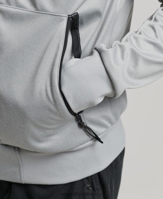 hombres Superdry gris chamarra deportiva de tejido técnico suave 2R68Z1141
