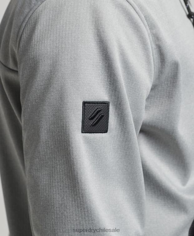 hombres Superdry gris chamarra deportiva de tejido técnico suave 2R68Z1141