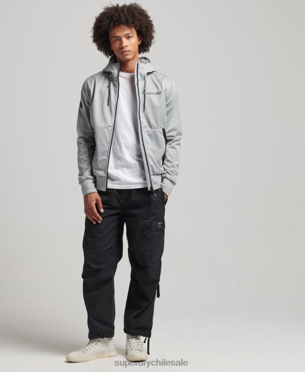 hombres Superdry gris chamarra deportiva de tejido técnico suave 2R68Z1141