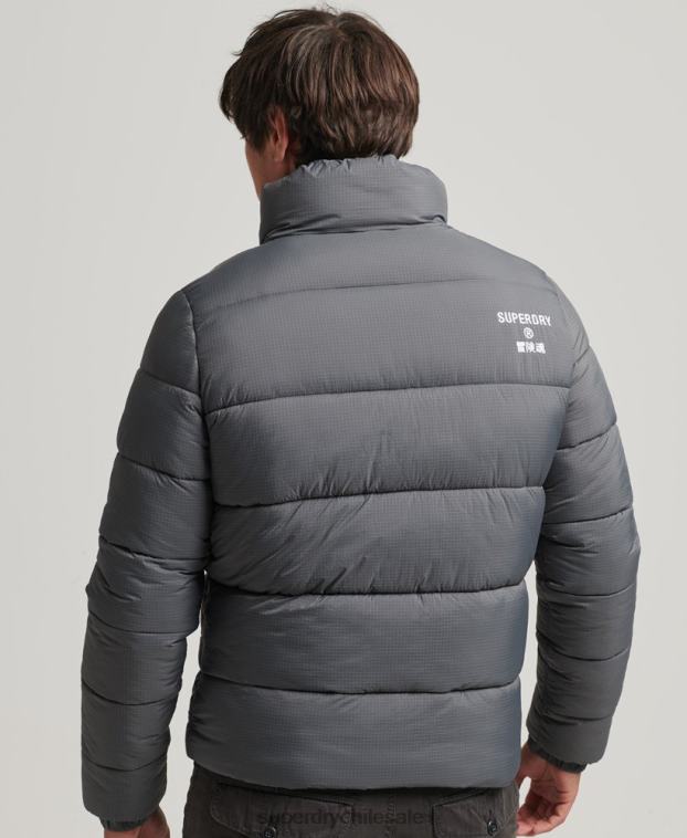 hombres Superdry gris chaqueta acolchada deportiva sin capucha 2R68Z1022