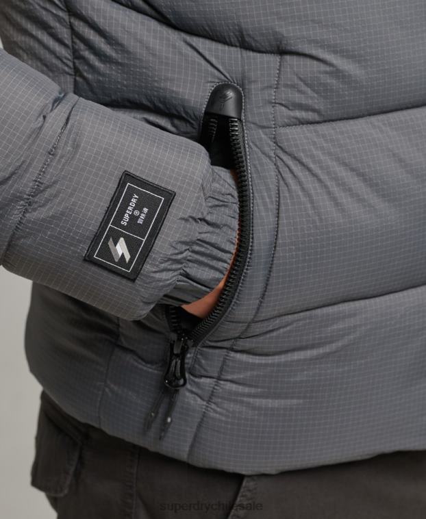 hombres Superdry gris chaqueta acolchada deportiva sin capucha 2R68Z1022