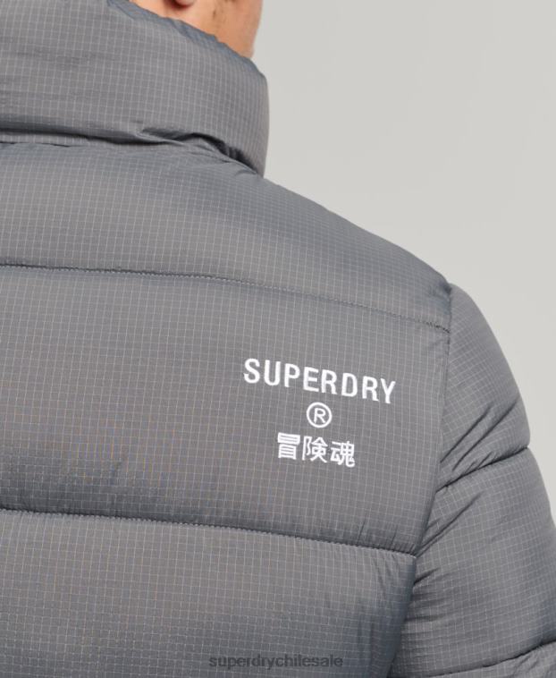 hombres Superdry gris chaqueta acolchada deportiva sin capucha 2R68Z1022