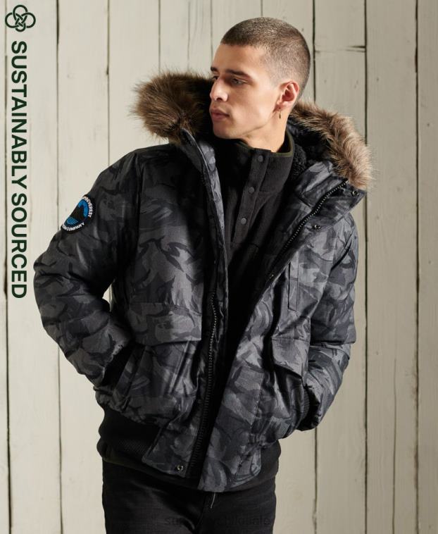hombres Superdry gris chaqueta bomber everest 2R68Z4631