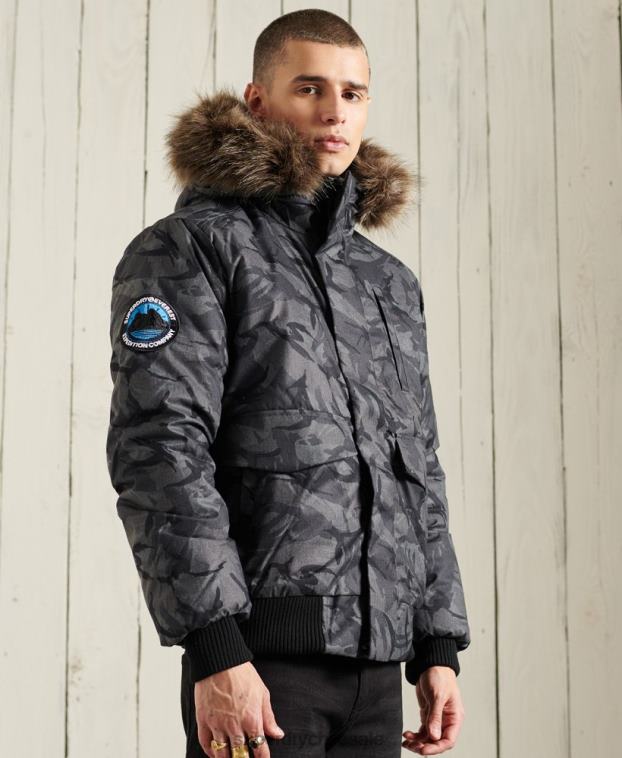 hombres Superdry gris chaqueta bomber everest 2R68Z4631