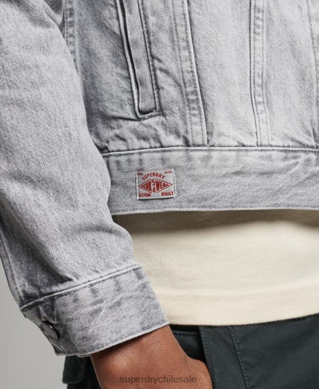 hombres Superdry gris chaqueta de camionero bandolero 2R68Z4745