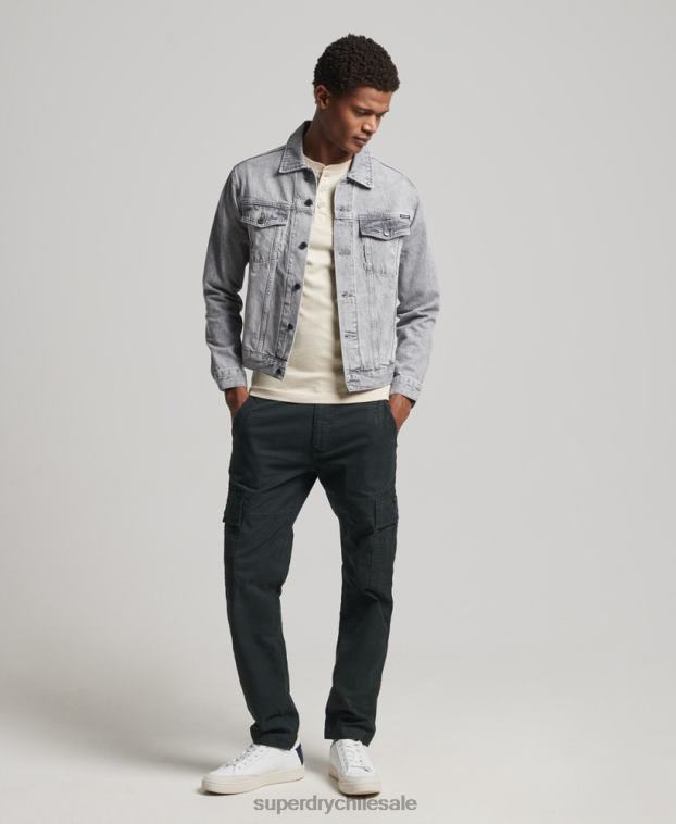 hombres Superdry gris chaqueta de camionero bandolero 2R68Z4745