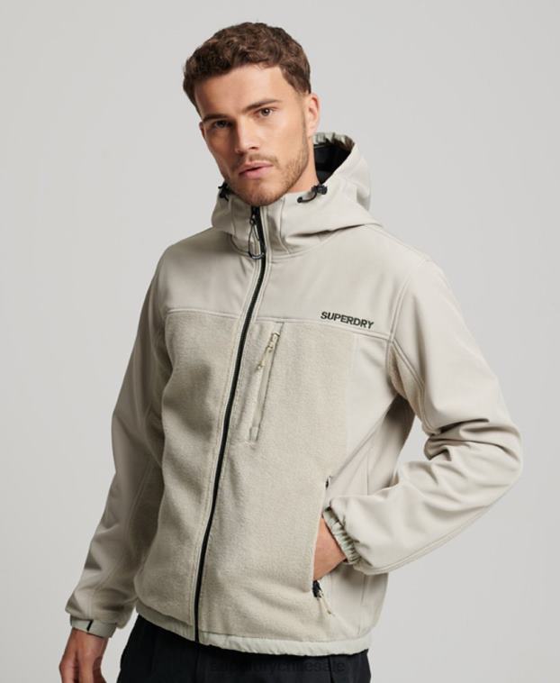 hombres Superdry gris chaqueta de trekking híbrida 2R68Z939