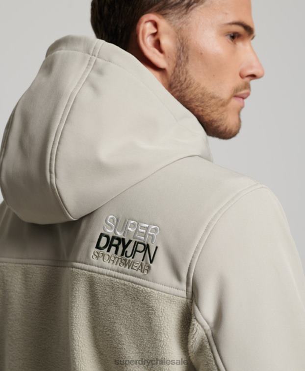 hombres Superdry gris chaqueta de trekking híbrida 2R68Z939