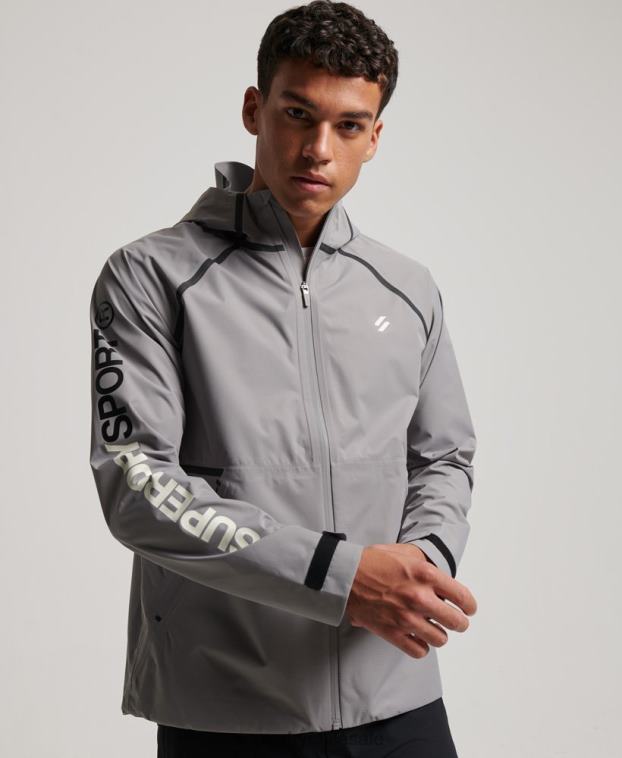 hombres Superdry gris chaqueta impermeable 2R68Z1011