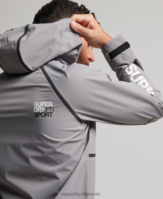 hombres Superdry gris chaqueta impermeable 2R68Z1011