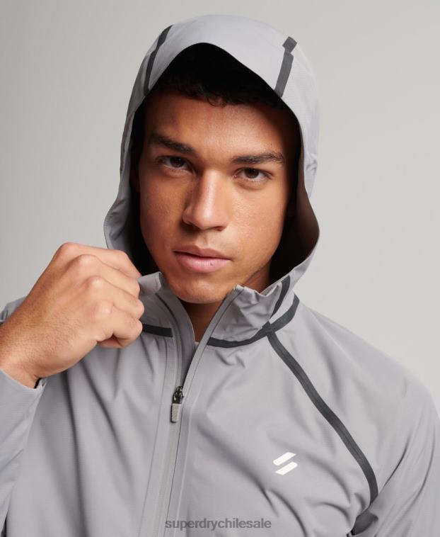 hombres Superdry gris chaqueta impermeable 2R68Z1011