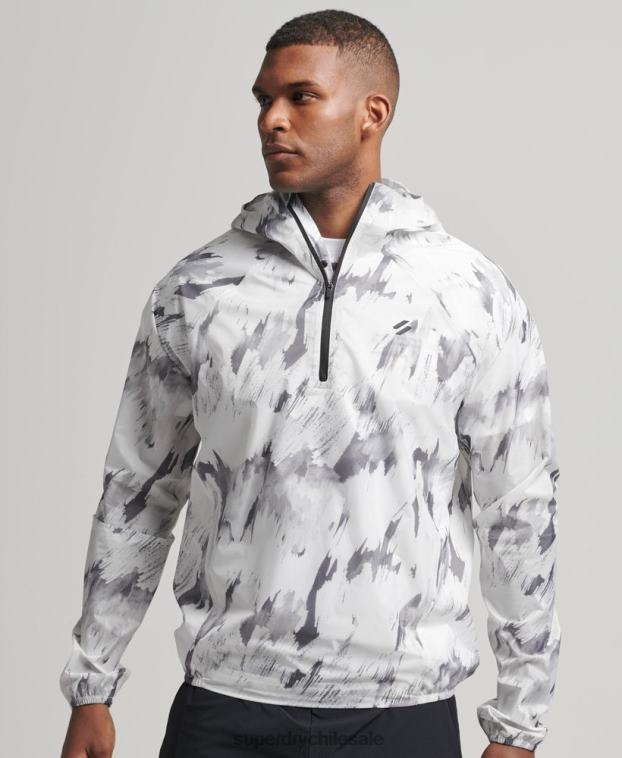 hombres Superdry gris chaqueta impermeable ligera run 2R68Z5401