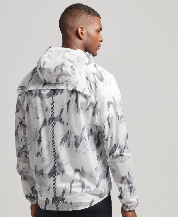 hombres Superdry gris chaqueta impermeable ligera run 2R68Z5401
