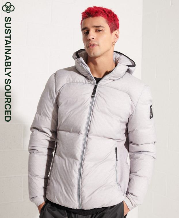hombres Superdry gris claro Chaqueta cortavientos Expedition Down SD 2R68Z4740