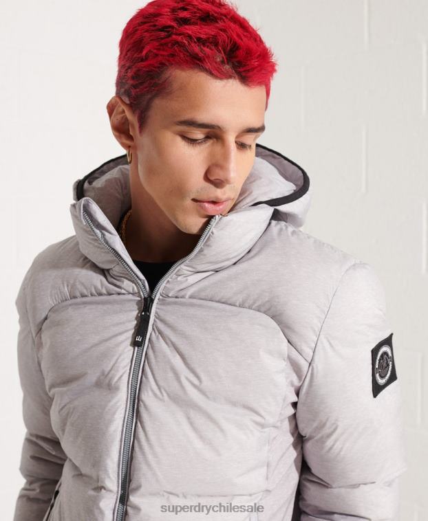 hombres Superdry gris claro Chaqueta cortavientos Expedition Down SD 2R68Z4740