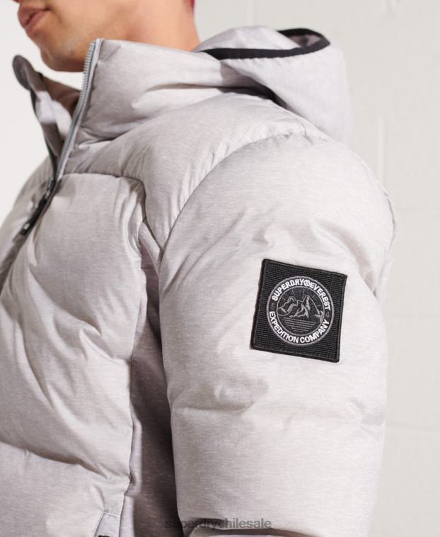 hombres Superdry gris claro Chaqueta cortavientos Expedition Down SD 2R68Z4740