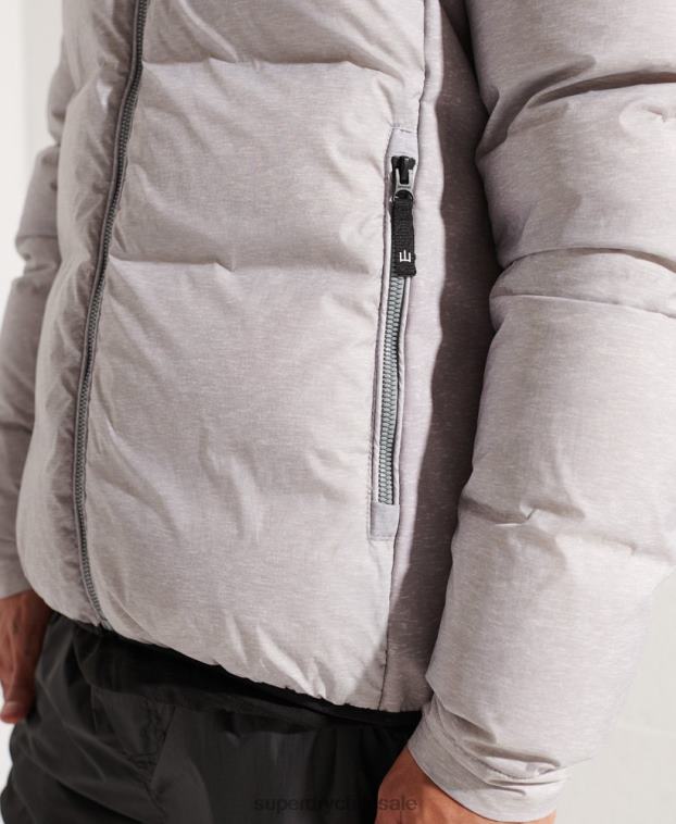 hombres Superdry gris claro Chaqueta cortavientos Expedition Down SD 2R68Z4740