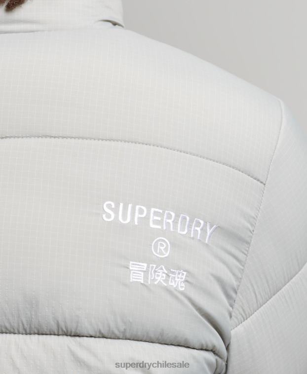 hombres Superdry gris claro chaqueta acolchada deportiva sin capucha 2R68Z1059