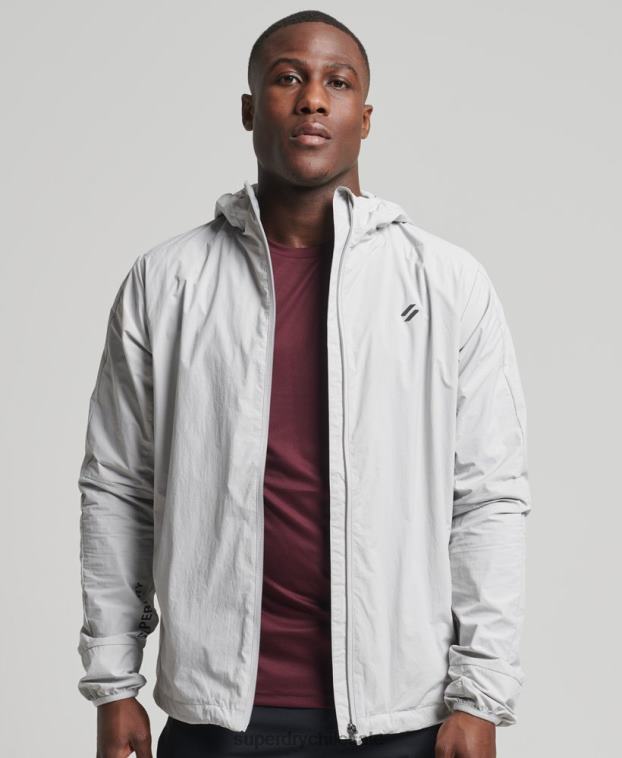 hombres Superdry gris claro correr chaqueta 2R68Z5389