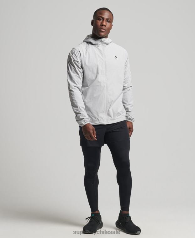 hombres Superdry gris claro correr chaqueta 2R68Z5389