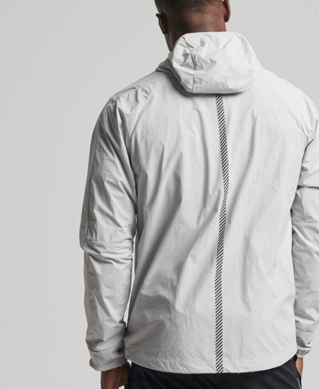 hombres Superdry gris claro correr chaqueta 2R68Z5389