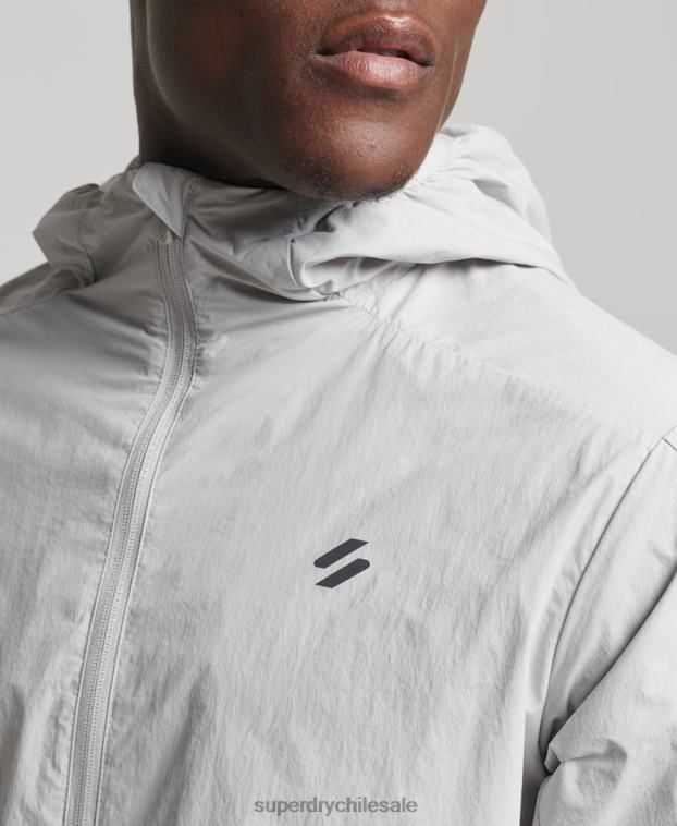 hombres Superdry gris claro correr chaqueta 2R68Z5389