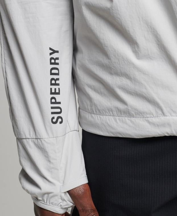 hombres Superdry gris claro correr chaqueta 2R68Z5389
