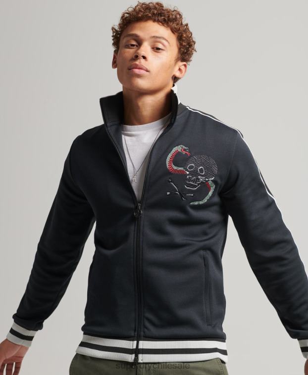 hombres Superdry gris oscuro chamarra de chándal Suika de punto 2R68Z780